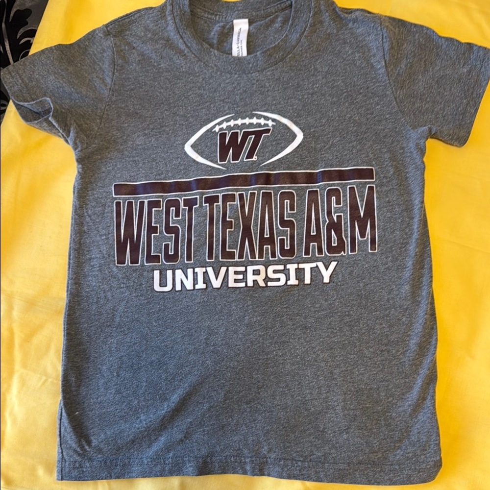 Bella Canvas Gray Short Sleeve Tee with WEST TEXAS A&M UNIVERSITY Graphic
